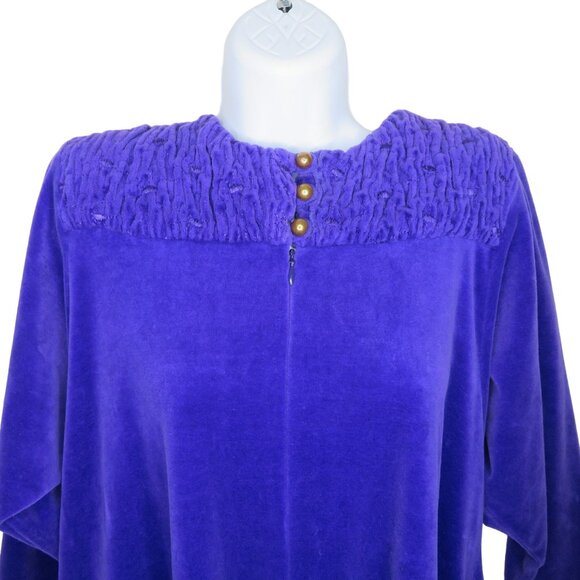 David Brown for I. Magnin & Co. Purple Velour Long Sleeve Caftan Robe Pockets - Picture 6 of 16